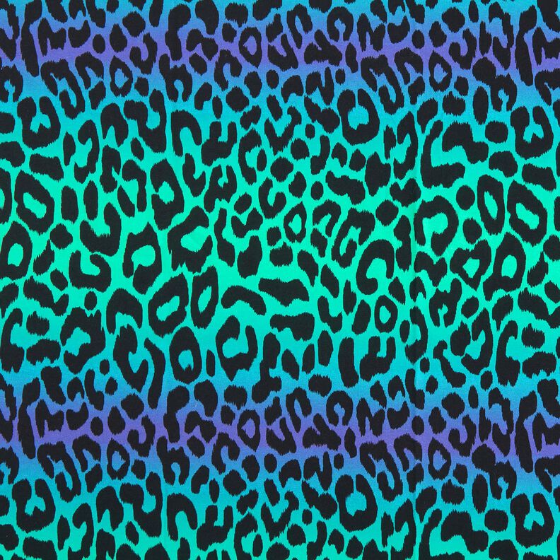 French Terry Sweat d’été Dégardé de couleurs léopard Impression numérique – lilas bleu/turquoise,  image number 1