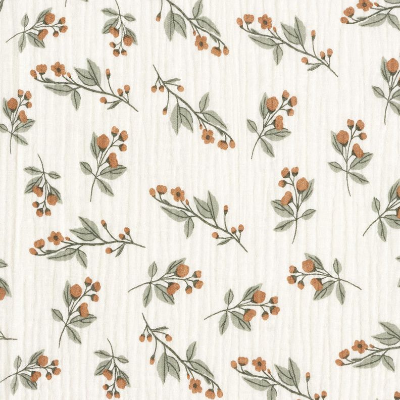 Tissu double gaze de coton Branches de fleurs | by Poppy – écru,  image number 1