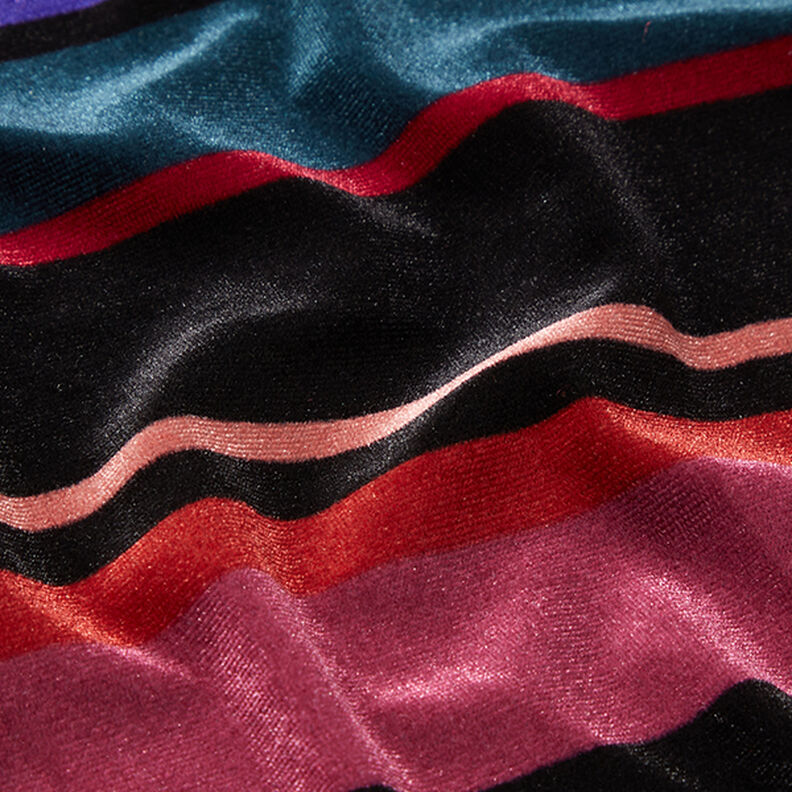 Velours stretch Larges rayures – noir,  image number 2