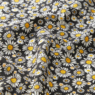Tissu en coton Cretonne Marguerites éparses – noir/blanc, 