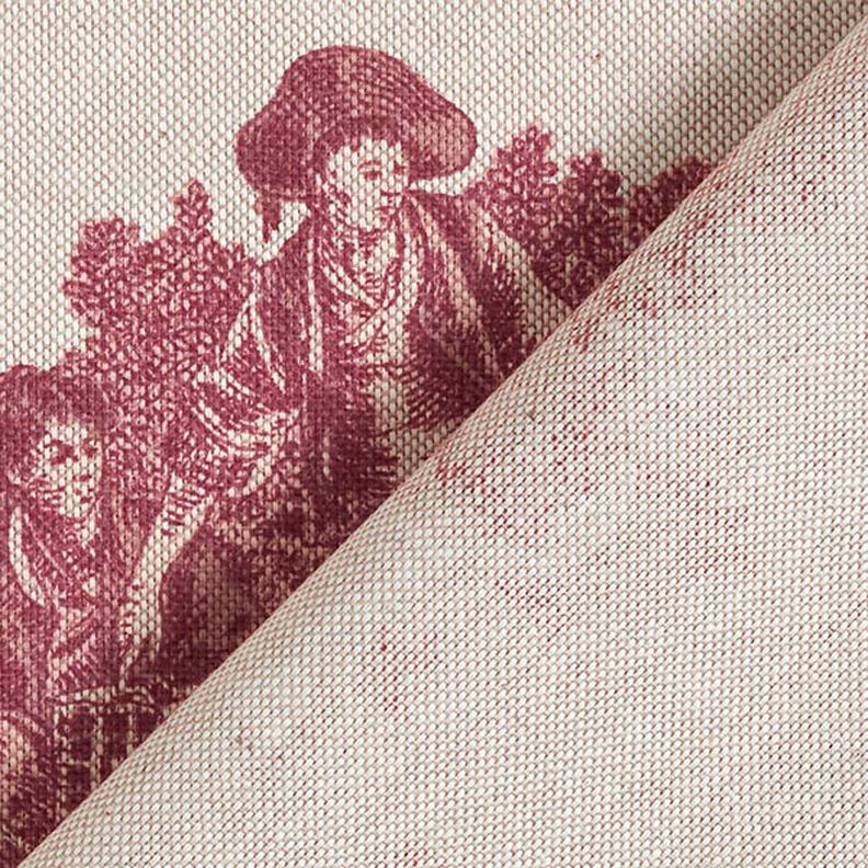 Tissu de décoration Semi-panama Pique-nique de berger – rouge bordeaux/nature,  image number 4