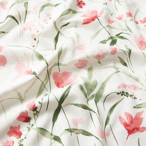 Tissu de décoration Semi-panama Freesias – ivoire/rose clair, 