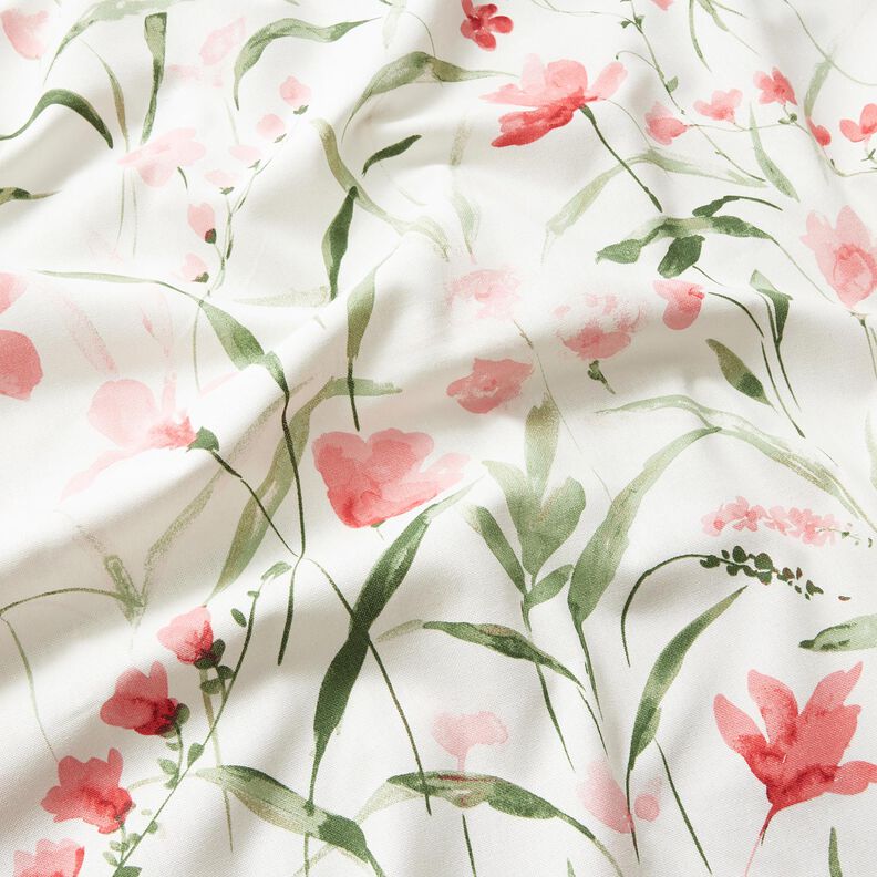 Tissu de décoration Semi-panama Freesias – ivoire/rose clair,  image number 2