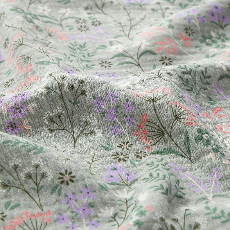 GOTS Tissu double gaze de coton Prairie fleurie de printemps | Poppy Fabrics – roseau,  image number 2