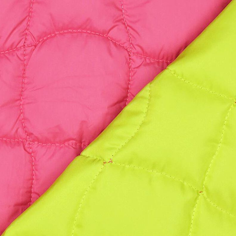 Tissu matelassé Carrés ondulants – rose néon/jaune fluo, image number 4