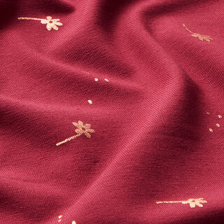 Jersey coton Fleurs Imprimé feuille – rouge bordeaux/cuivre, 