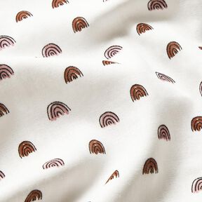 Tissu gaze de coton petits arcs-en-ciel, lisses – ivoire/rose, 