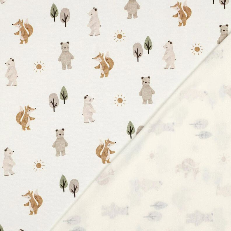Jersey coton Tiere im Wald Impression numérique | Poppy Fabrics – ivoire/anémone,  image number 4