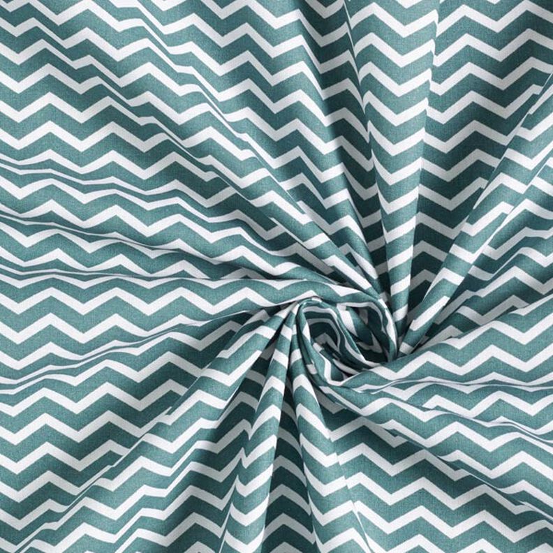 Tissu en coton Cretonne Zigzag – vert foncé/blanc,  image number 4