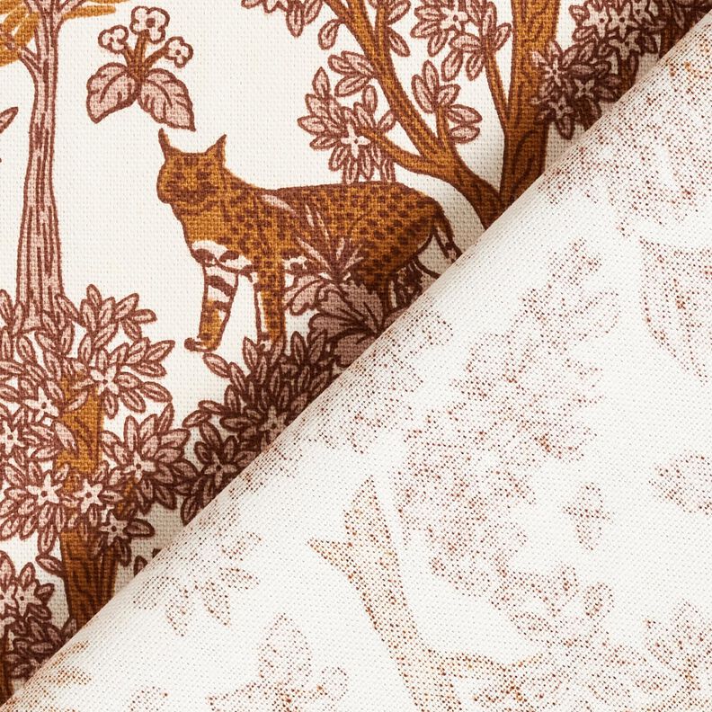 Tissu de décoration Semi-panama Animaux dans la forêt – blanc/caramel, image number 4