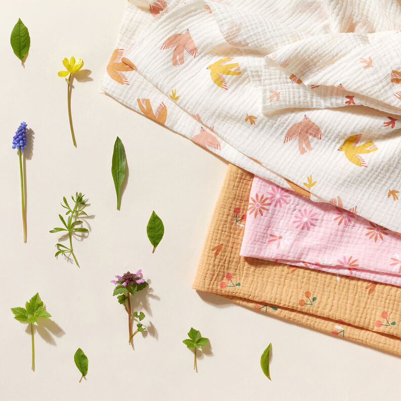 Tissu double gaze de coton Pluie de fleurs – rosé,  image number 5