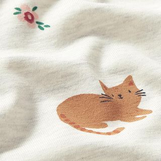 Jersey coton Chats et petites fleurs – nature/gris clair, 