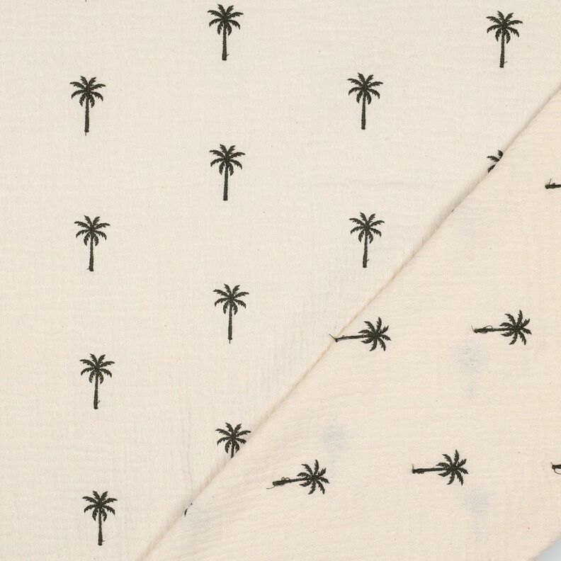 Tissu double gaze de coton Palmiers brodés  | Poppy Fabrics – écru/olive foncé,  image number 4