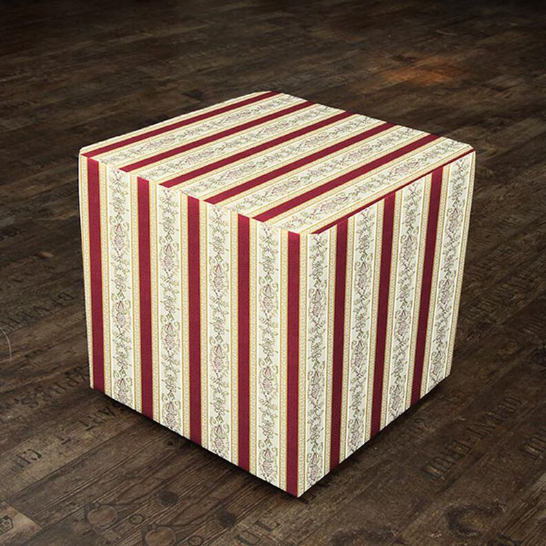 Tissu d’ameublement jacquard Rayures Biedermeier – crème/rouge,  image number 6