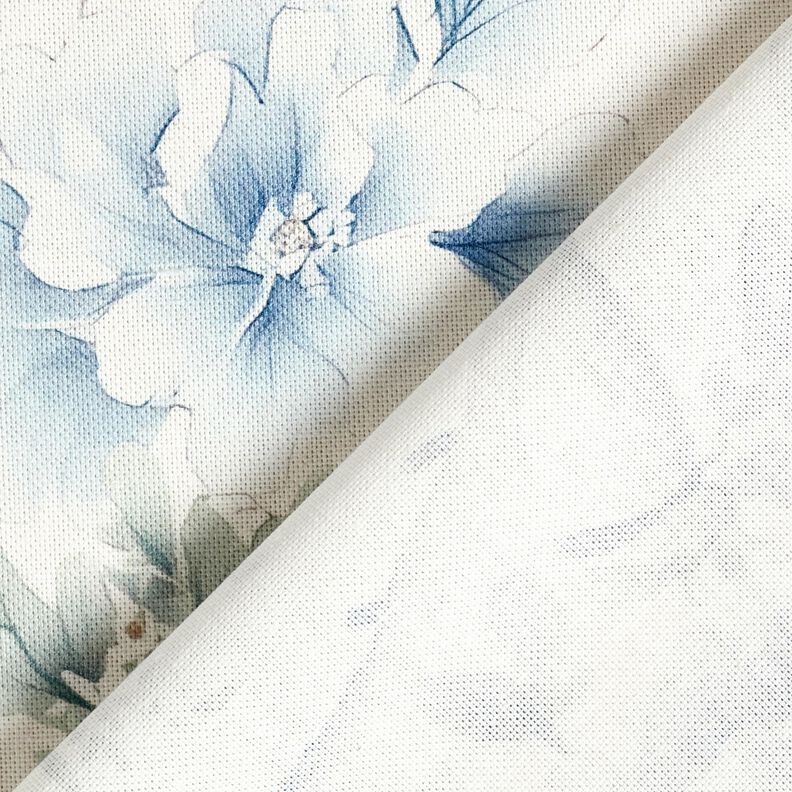 Tissu de décoration Semi-panama branches peintes – blanc/gris bleu, image number 4