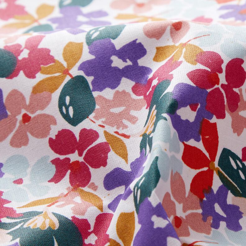 Coton enduit Fleurs pastel – blanc/lilas,  image number 3