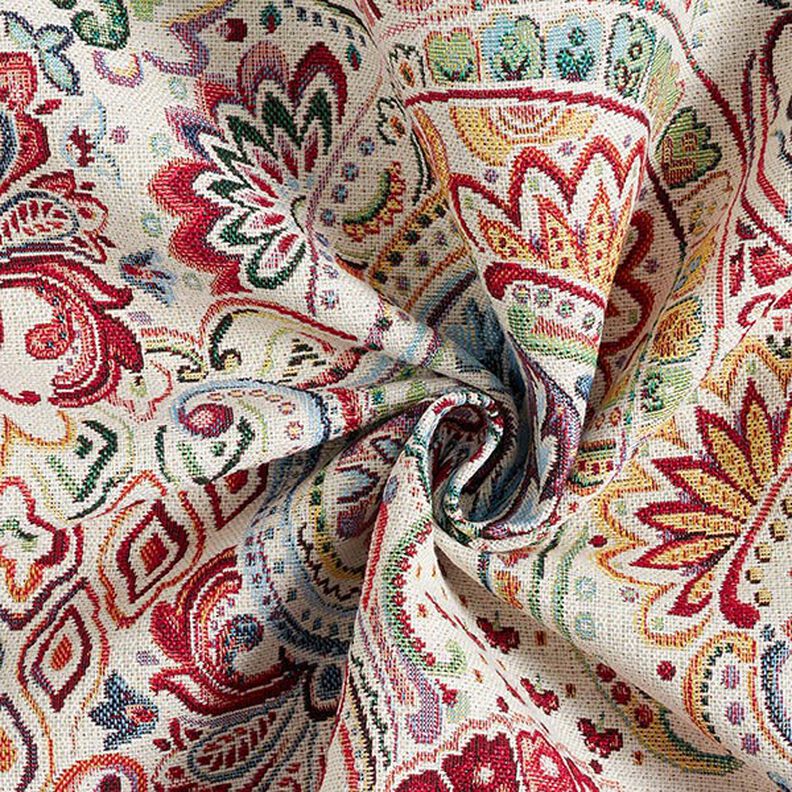 Tissu décoratif Gobelin Paisley coloré – écru,  image number 3