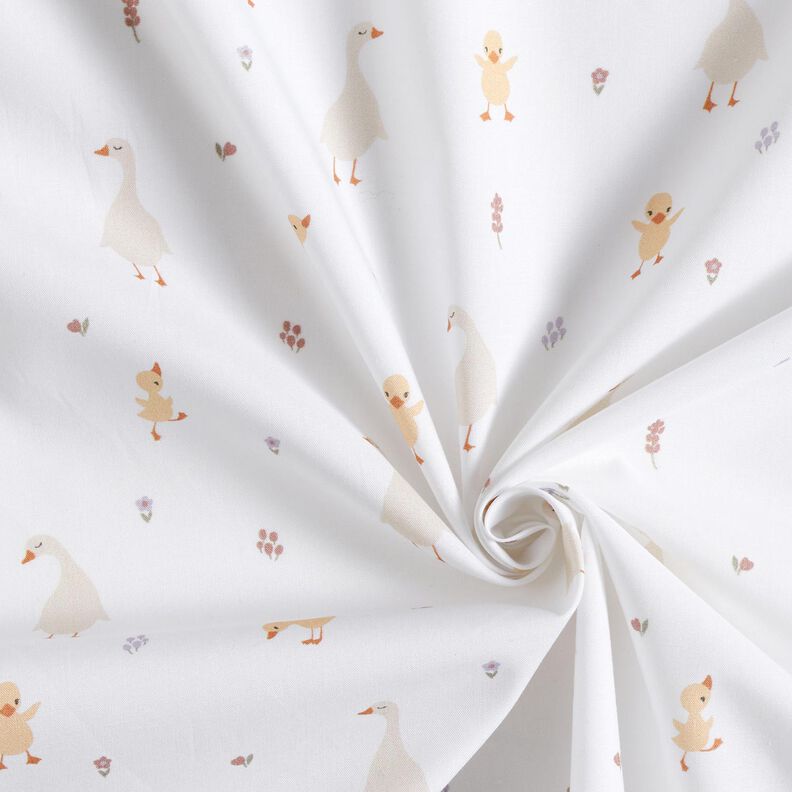 GOTS Popeline coton Oies et poussins mignons | Poppy Fabrics – blanc,  image number 3