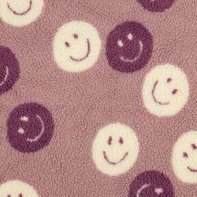 Ourson Smileys | Poppy Fabrics – vieux rose foncé/écru, 
