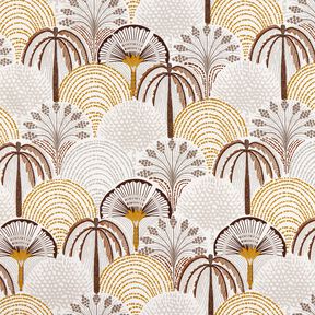 Tissu de décoration Sergé coton Feuilles de palmiers abstraites – jaune curry/ivoire, 