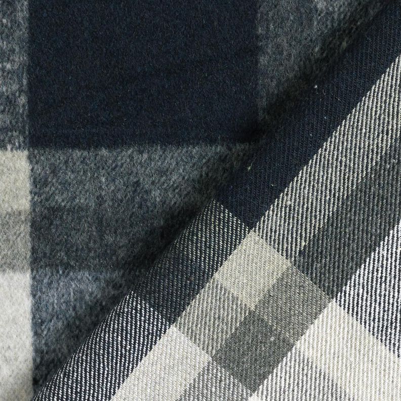Tissu pour manteau Grands carreaux – bleu nuit/gris clair, image number 4
