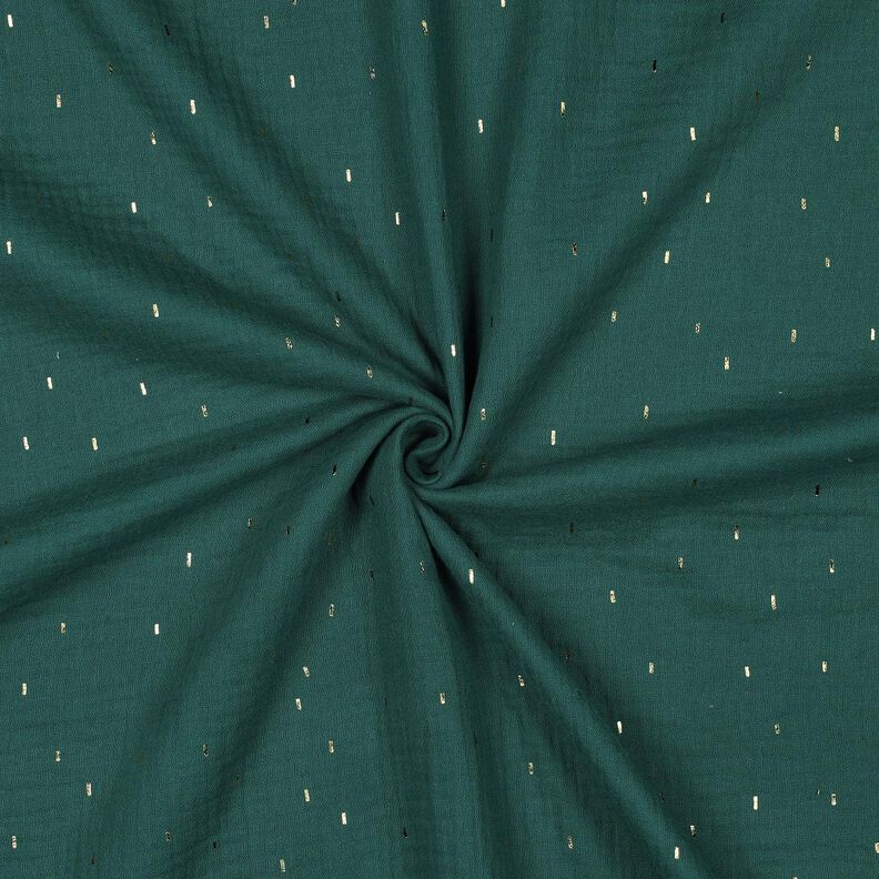 Tissu double gaze de coton Rechteck Imprimé feuille | Poppy Fabrics – sapin bleu/or métallisé,  image number 3