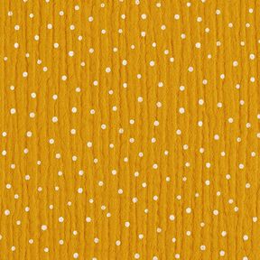 Tissu double gaze de coton Petits points – jaune curry/blanc, 