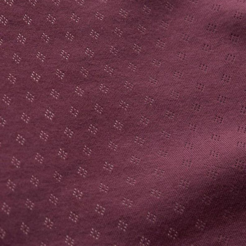 Jersey finement tricoté à motif ajouré – aubergine,  image number 3