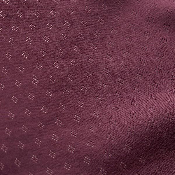 Jersey finement tricoté à motif ajouré – aubergine,  image number 3