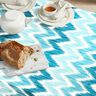 Coton enduit imprimé ikat – turquoise/blanc,  thumbnail number 6