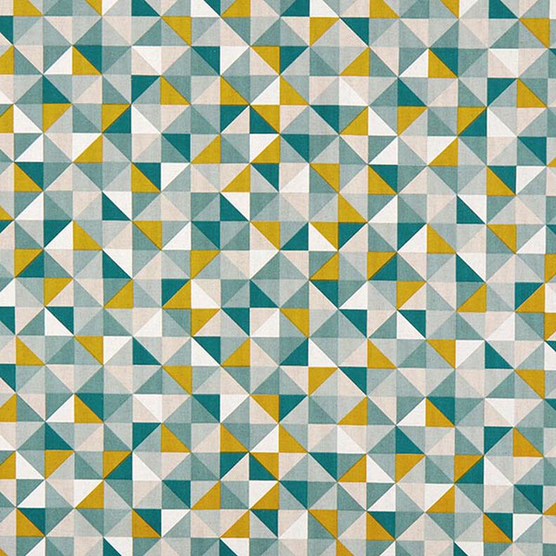 Tissu de décoration Semi-panama motif losange rétro – pétrole/moutarde,  image number 1