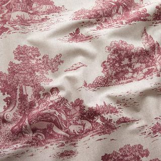 Tissu de décoration Semi-panama Pique-nique de berger – rouge bordeaux/nature, 