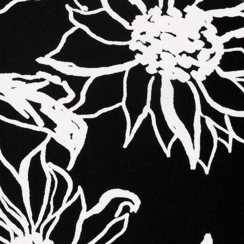 Mélange viscose lin Tournesols abstraits – noir/blanc, image number 5