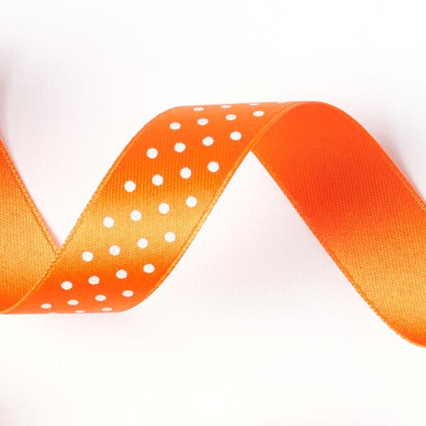 Bande de satin Points - orange fluo / blanc, image number 2
