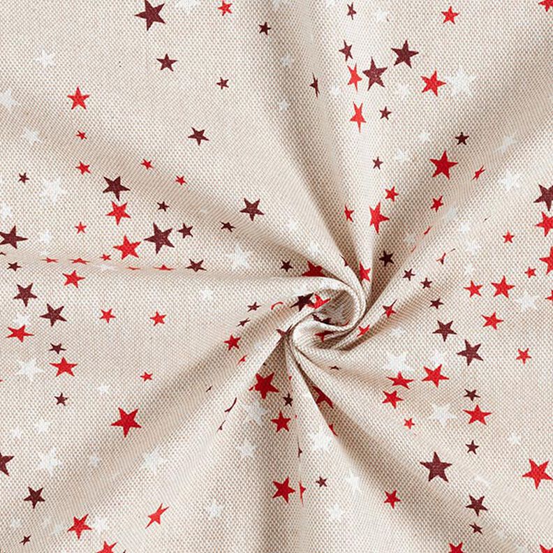 Tissu de décoration Semi-panama Étoiles festives – beige/rouge foncé, image number 3