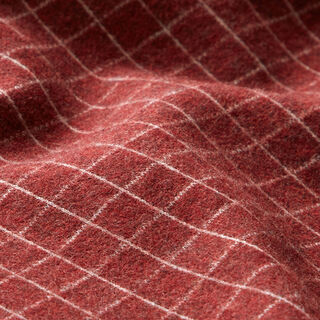 Maille jacquard brossée quadrillage – carmin, 