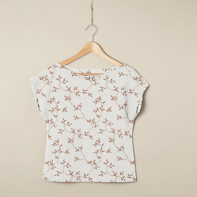 Jersey coton Vrilles de feuilles – ivoire/marron clair, image number 6
