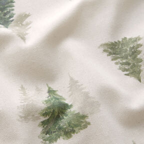 Tissu de décoration Semi-panama Sapins élégants – nature/pin, 