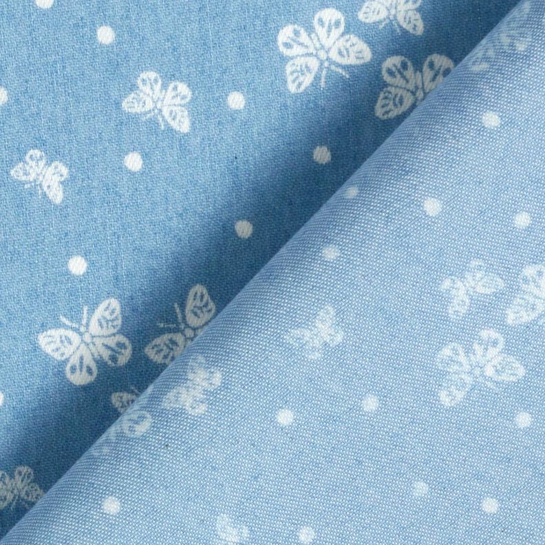 Chambray Points et papillons – bleu clair/écru,  image number 4