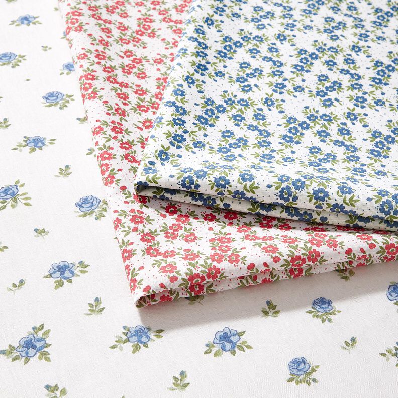 Popeline coton zarte Rosen – bleu clair/blanc, image number 6