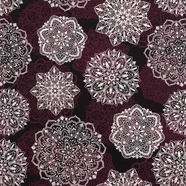 Jersey coton Mandalas | Glitzerpüppi – merlot/argent,  image number 2