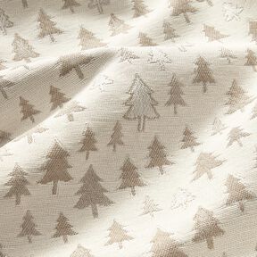 Tissu de décoration Jacquard sapins scintillants – beige/argent, 