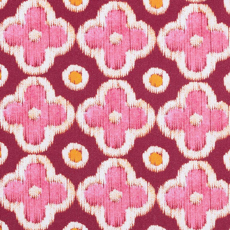 Tissu de décoration Canvas Aspect broderie – rouge bordeaux/rose vif, image number 1