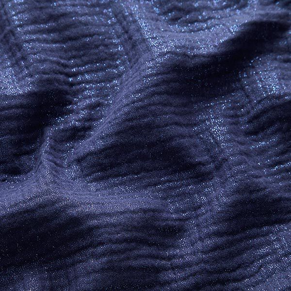 Tissu double gaze de coton fins points scintillants| by Poppy – bleu marine,  image number 3