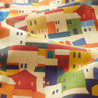 Tissu d’extérieur Canvas Maisons – beige clair/carmin, 