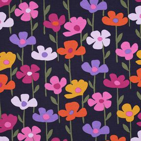 French Terry Sweat d’été Fleurs colorées | Poppy Fabrics – bleu marine, 