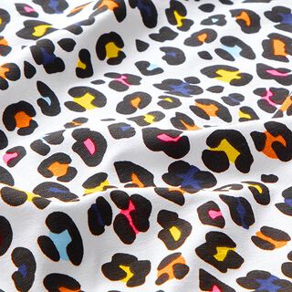 Jersey coton Léopard fluo Impression numérique – blanc/rose néon, 
