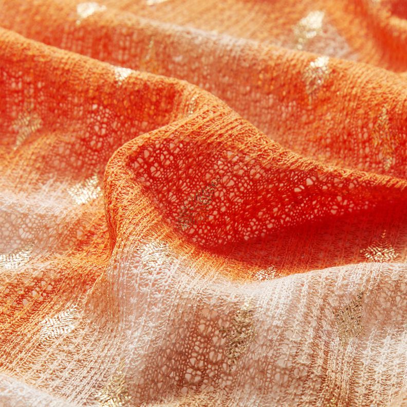 Dentelle tricotée Batik et losanges dorés – beige/orange pêche,  image number 2