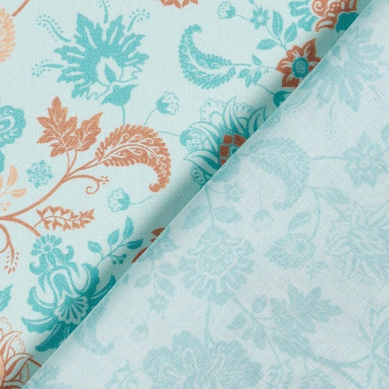 Viscose Voile Motif de bordure florale Paisley – bleu,  image number 4