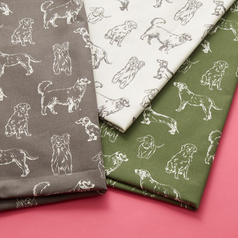 Tissu de décoration Canvas Chiens – crème/gris, image number 5